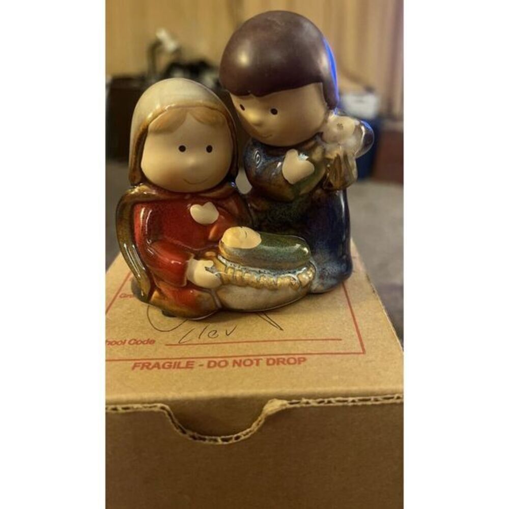 Mary,‎ Joseph, & Baby Jesus Nativity Stoneware Figurines And